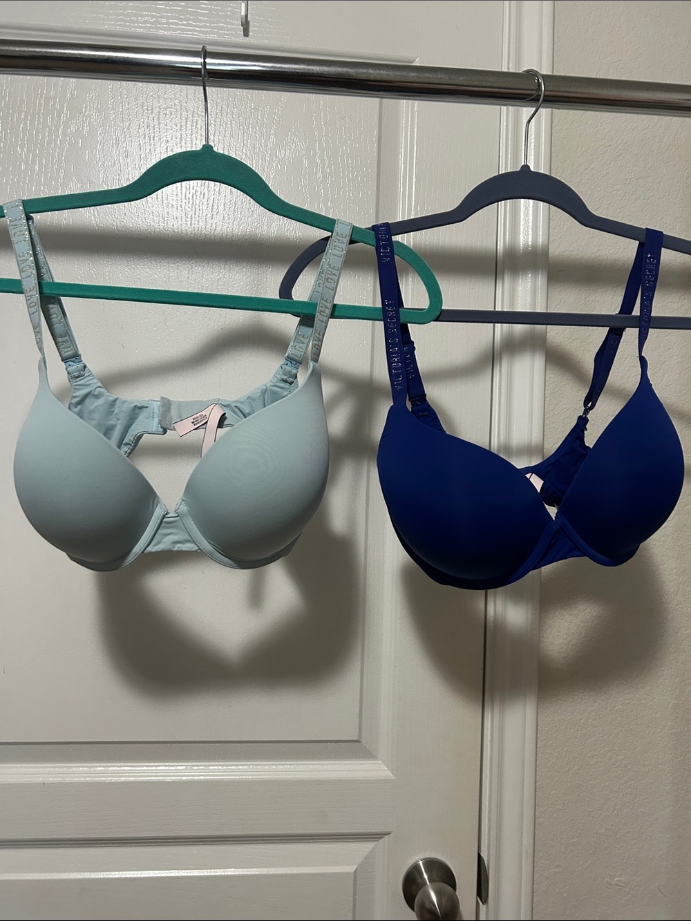 Victoria's Secret Light Blue & Royal Blue T-Shirt Bras - Pair 34DD